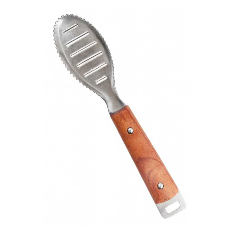 تصویر پولک گیر ماهی شنگیا مدل دسته چوبی کد 6 - قهوه ای روشن 