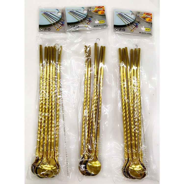 قاشق شربت خوری مدل Straw spoon بسته 6 عددی به همراه فرچه