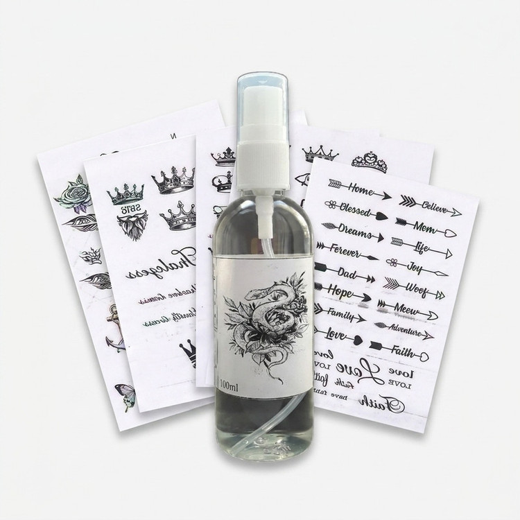 اسپری تتو موقت مدل R001 حجم 100 میلی لیتر به همراه تتو موقت