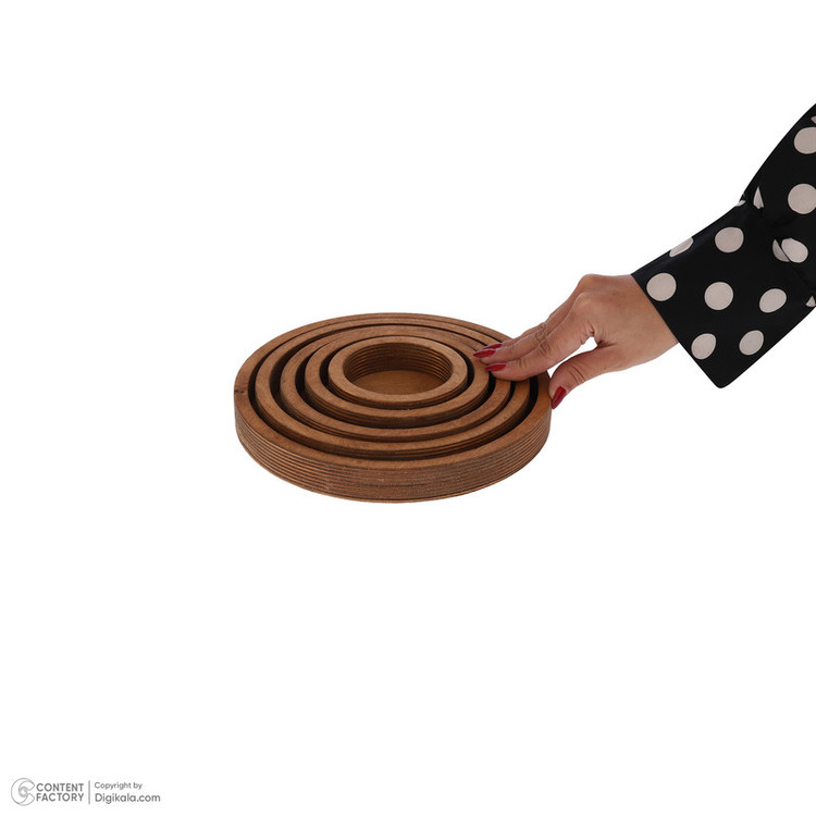 سرویس پذیرایی چوبی 5 پارچه مدل 4838 شامل اردوخوری، شکلاتخوری و آجیلخوری فرم دایره، ساخت ایران، وزن سبک و غیرقابل شستوشو