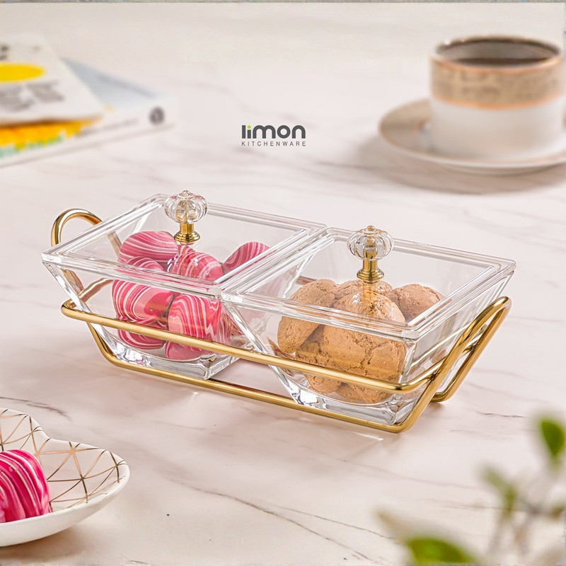 اردوخوری لیمون مدل مربع کد FIDOKA-2106 مجموعه 2 عددی به همراه استند