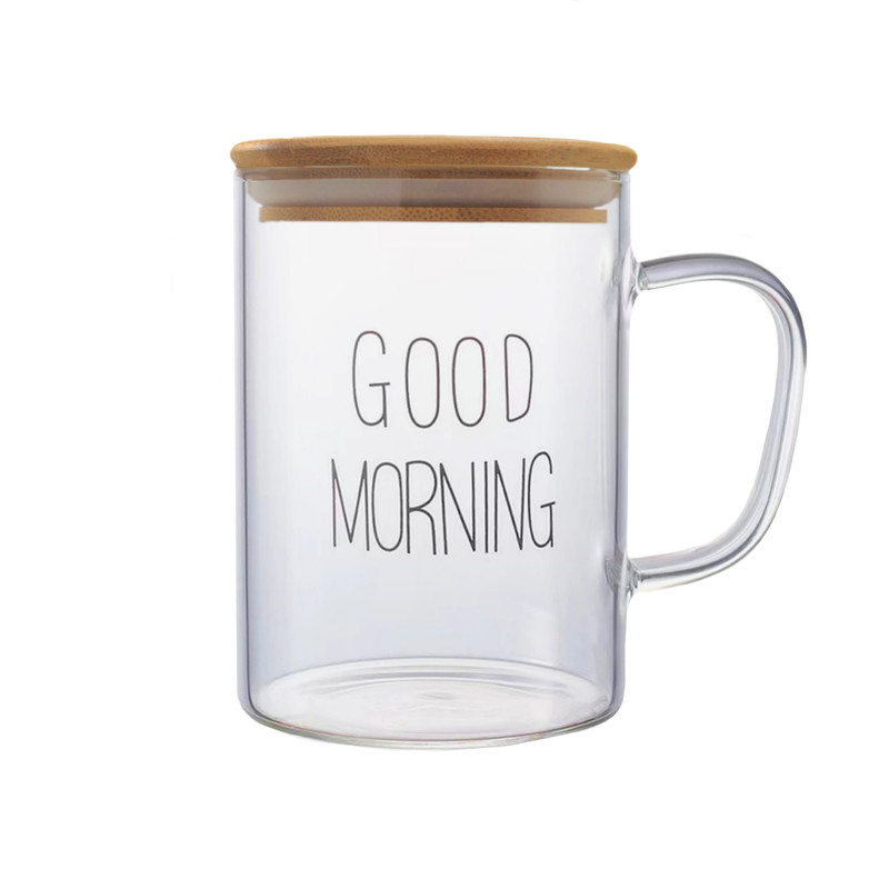 لیوان مدل Good morning درب دار