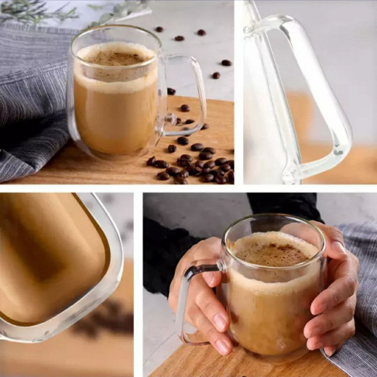 لیوان مدل دوجداره دسته دار کد 300 بسته 2 عددی