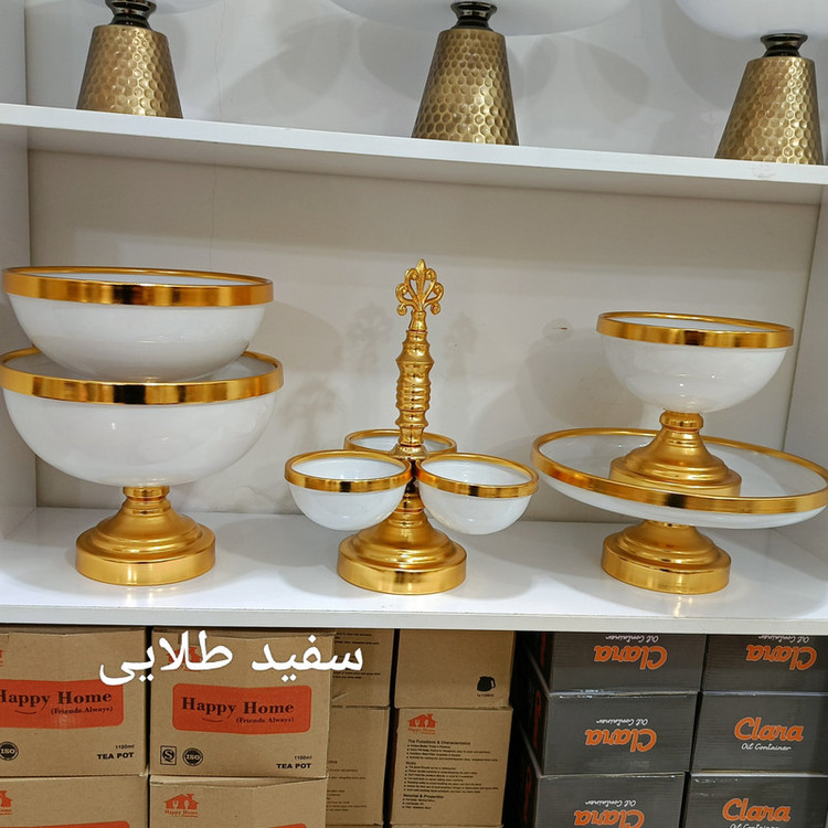 ست ظروف پذیرایی مدل پایه دار مجموعه ۵ عددی