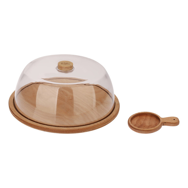کیکخوری و شیرینیخوری چوبی و پلاستیکی دایره با درپوش شفاف کد 110 غیرقابل شستوشو ساخت ایران