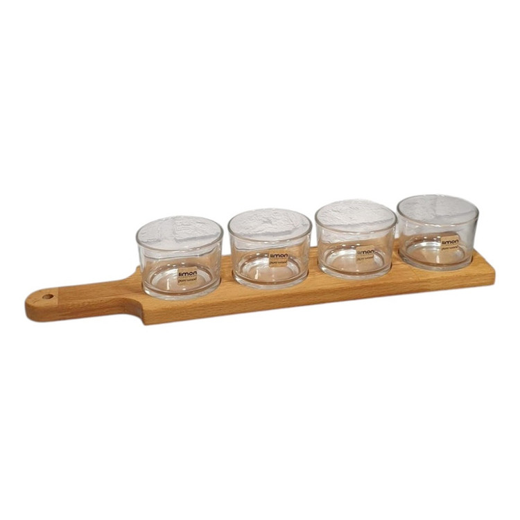 اردوخوری لیمون مدل گرد پایه چوبی مجموعه 5 عددی
