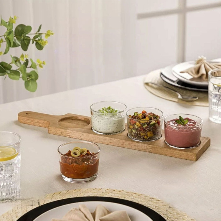 اردوخوری لیمون مدل گرد پایه چوبی مجموعه 5 عددی