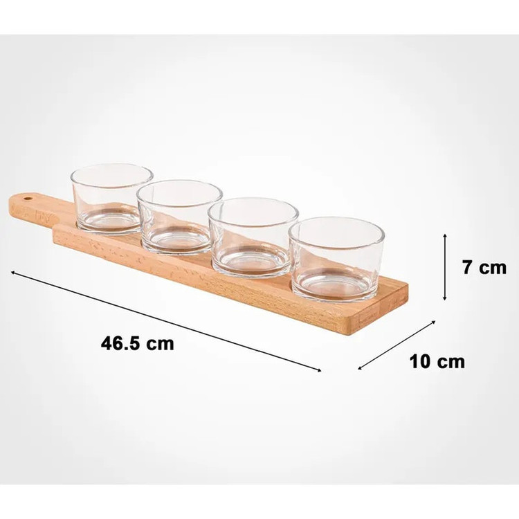 اردوخوری لیمون مدل گرد پایه چوبی مجموعه 5 عددی