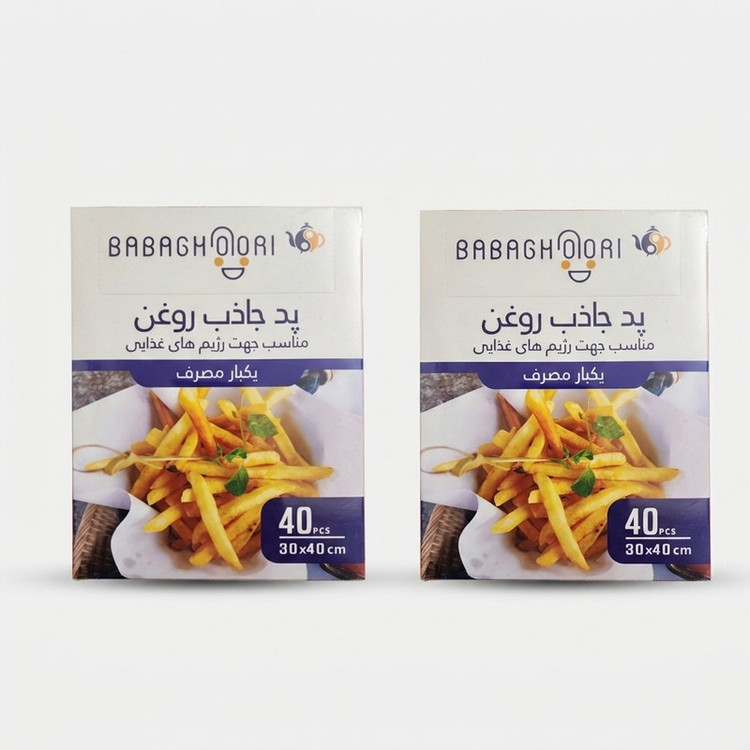 دستمال جذب روغن بابا قوری کد ۰۰۲ دو بسته ۴۰ عددی