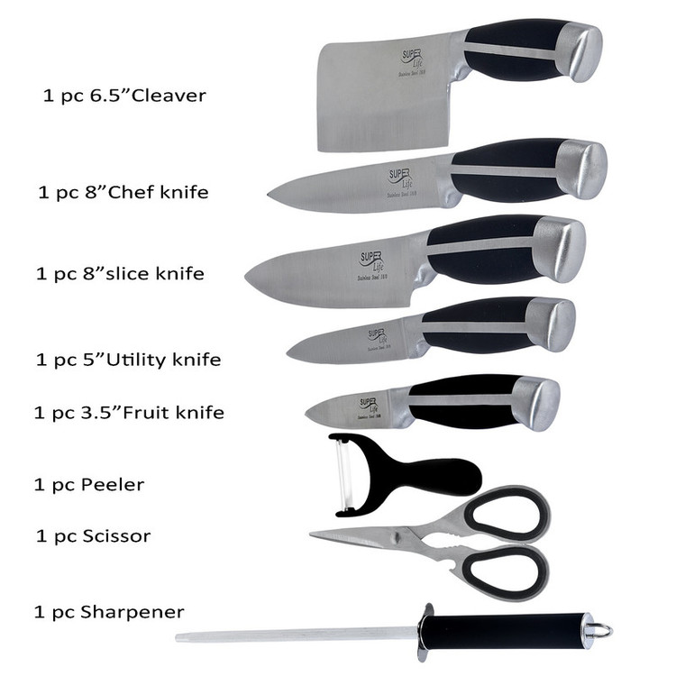 سرویس چاقوی آشپزخانه 9 پارچه سوپر لایف مدل SL-008