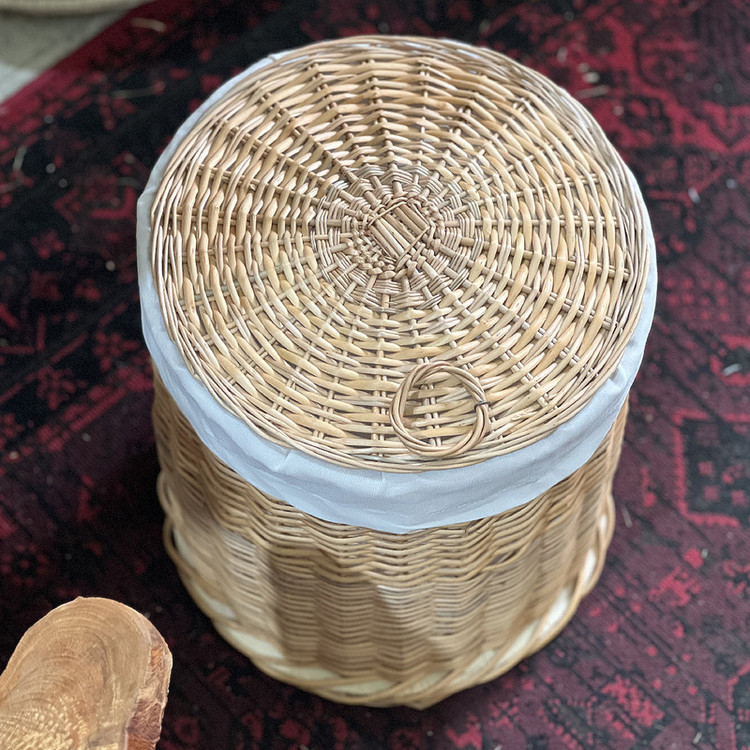 سبد رخت چرک مدل استوانه طرح درب دار کد 03