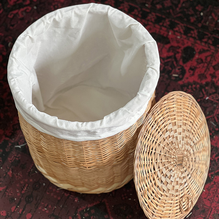 سبد رخت چرک مدل استوانه طرح درب دار کد 02