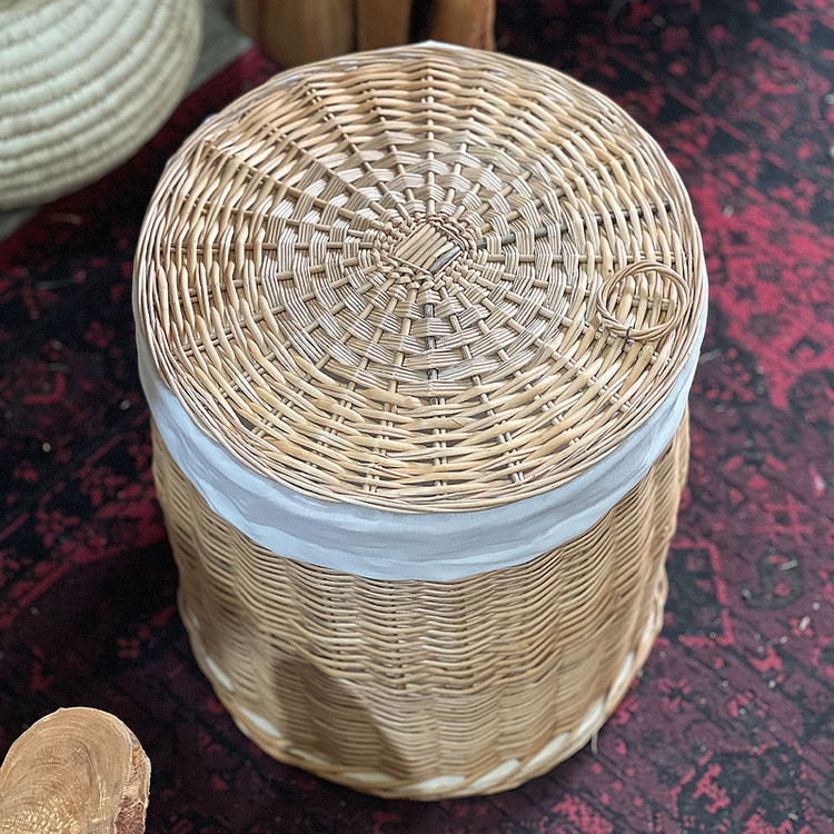 سبد رخت چرک مدل استوانه طرح درب دار کد 02