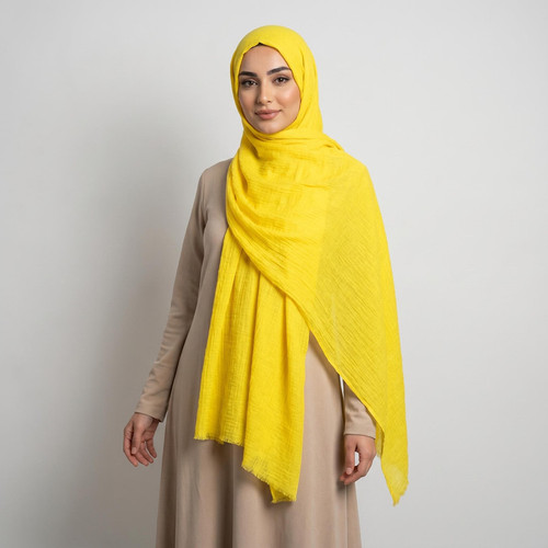 شال زنانه مدل پلیسه پفکی نخی طرح ساده کد ana-2201