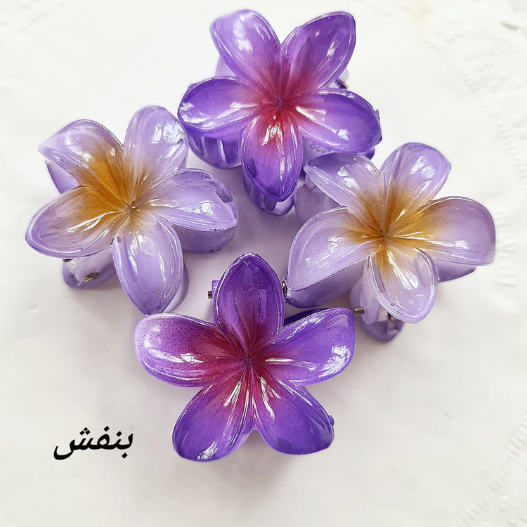 کلیپس مو زنانه مدل گل پلومریا کد 421 بسته 2 عددی