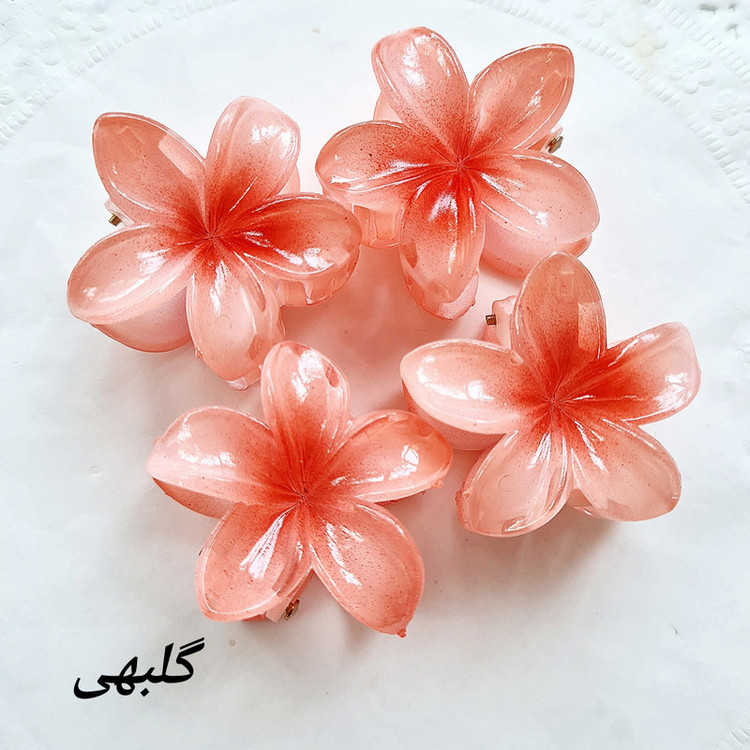 کلیپس مو زنانه مدل گل پلومریا کد 421 بسته 2 عددی