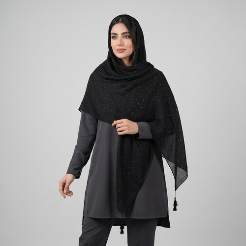 روسری زنانه مدل نخی وال اسلپ نگین دار