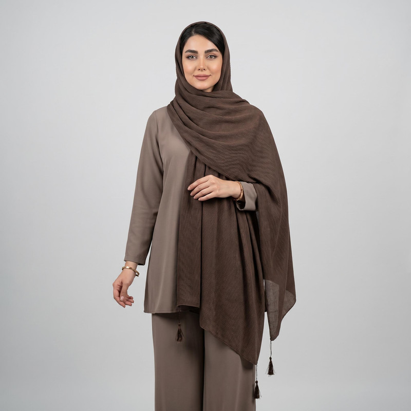 شال زنانه مدل پلیسه کجراه کد 0057