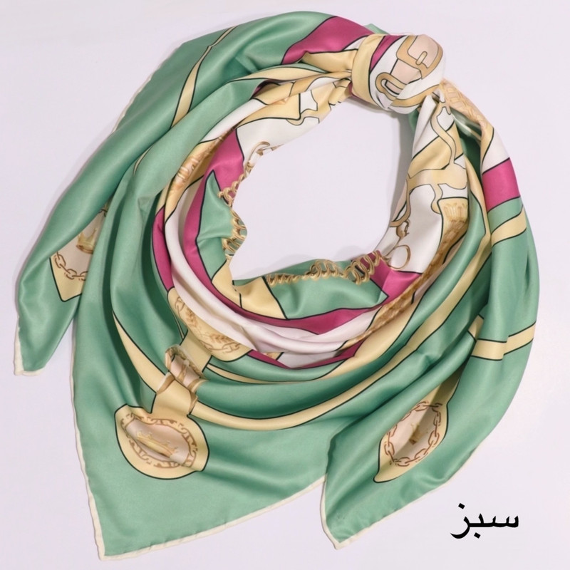 روسری زنانه مدل ابریشم توییل مجلسی طرح پاپیون مزونی کد 1020