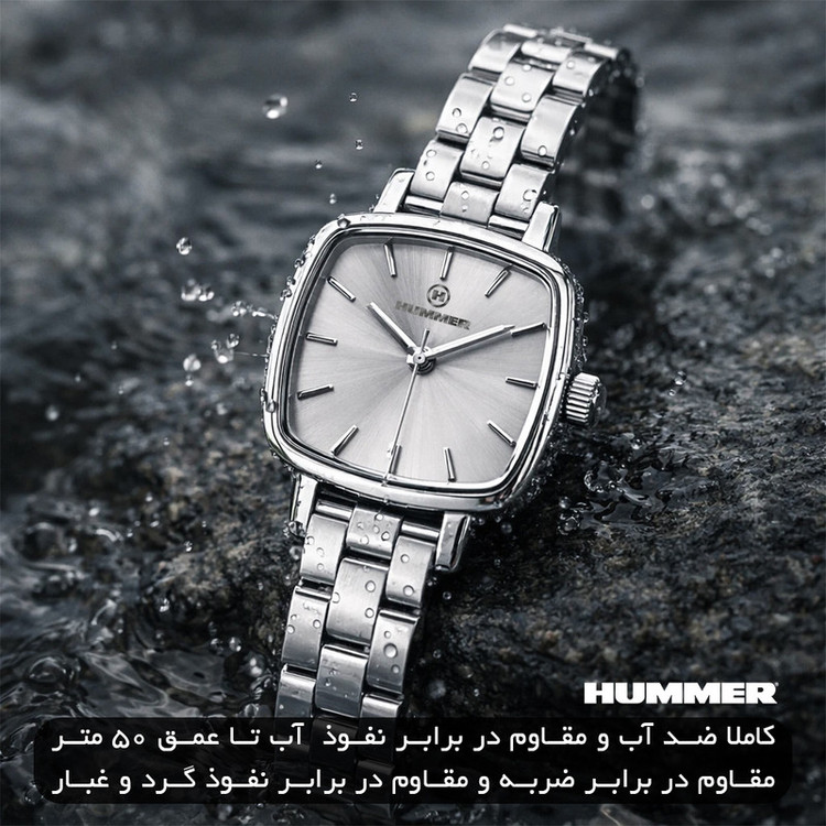 ساعت مچی عقربهای کوارتز زنانه هامر مدل موتور ژاپن قفل مخفی کد 815L-C1