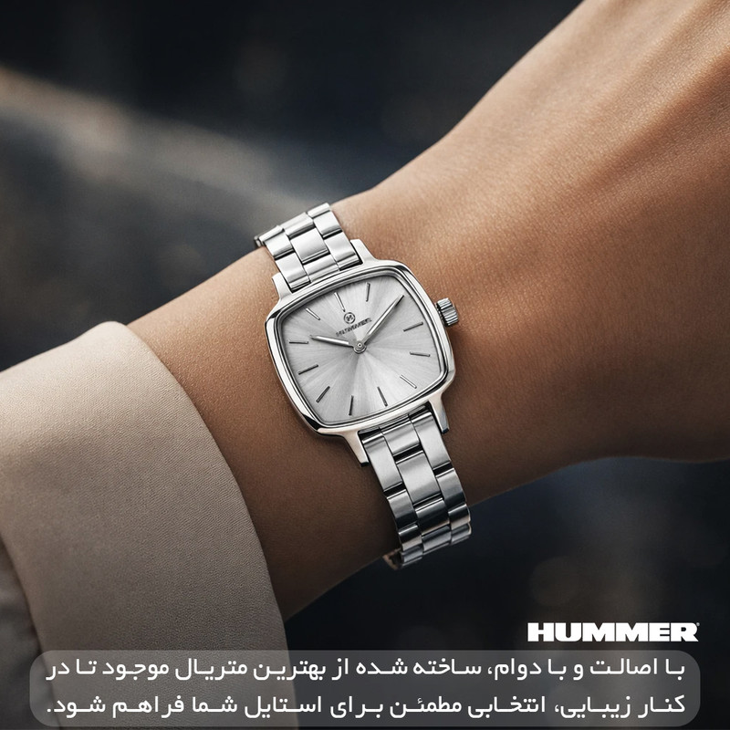 ساعت مچی عقربهای کوارتز زنانه هامر مدل موتور ژاپن قفل مخفی کد 815L-C1