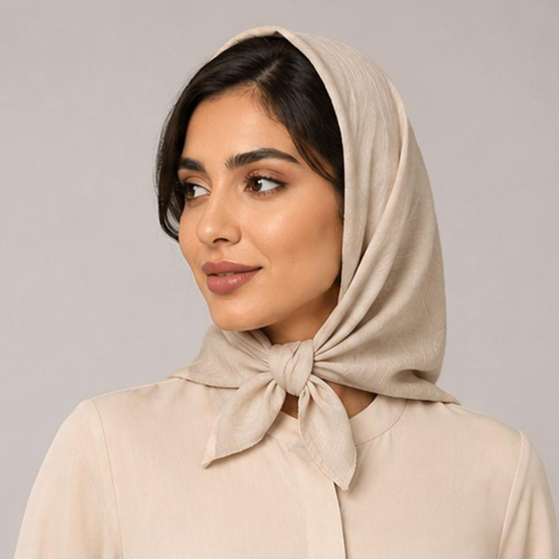 روسری نخ زنانه مدل مینی اسکارف نخ اسلپ ساده قواره 70 با طول و عرض 70x70 سانتیمتر