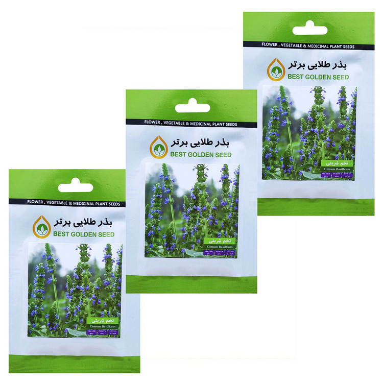 بذر گیاه دارویی تخم شربتی بذر طلایی برتر کد BTB-105 مجموعه 3 عددی