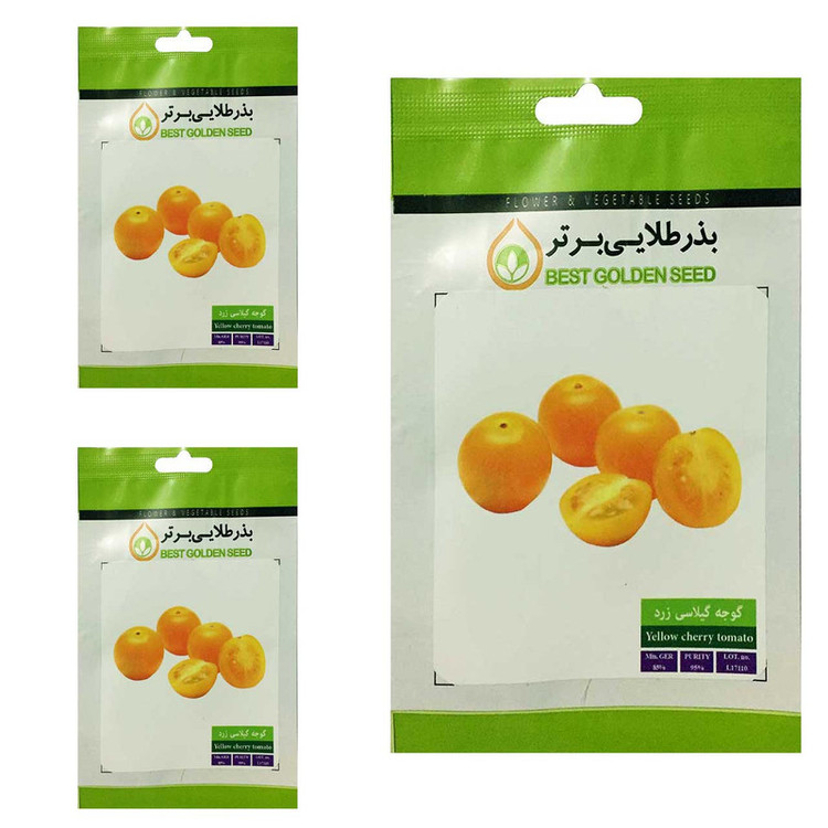 بذر گوجه گیلاسی زرد بذر طلایی برتر کد BTB-78 مجموعه 3 عددی