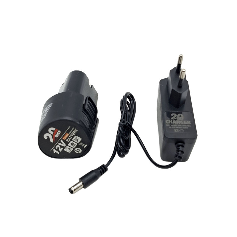 مجموعه شارژر و باتری دریل شارژی 12 ولت 1/5 آمپر بیست مدل Li_ion 12V مجموعه 2 عددی