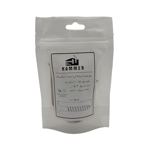 پیچ چوب هامر مدل چهارسو کد 4so-6cm مجموعه 30 عددی
