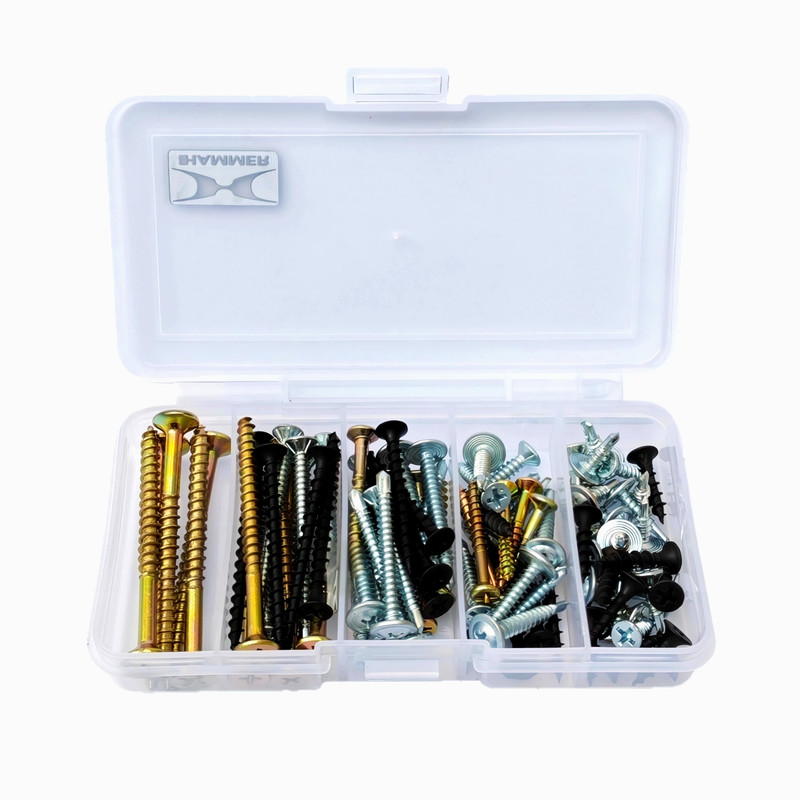 پیچ سر‌مته و ام دی اف و چوب هامر مدل Home Fix R بسته ۱۱۰ عددی