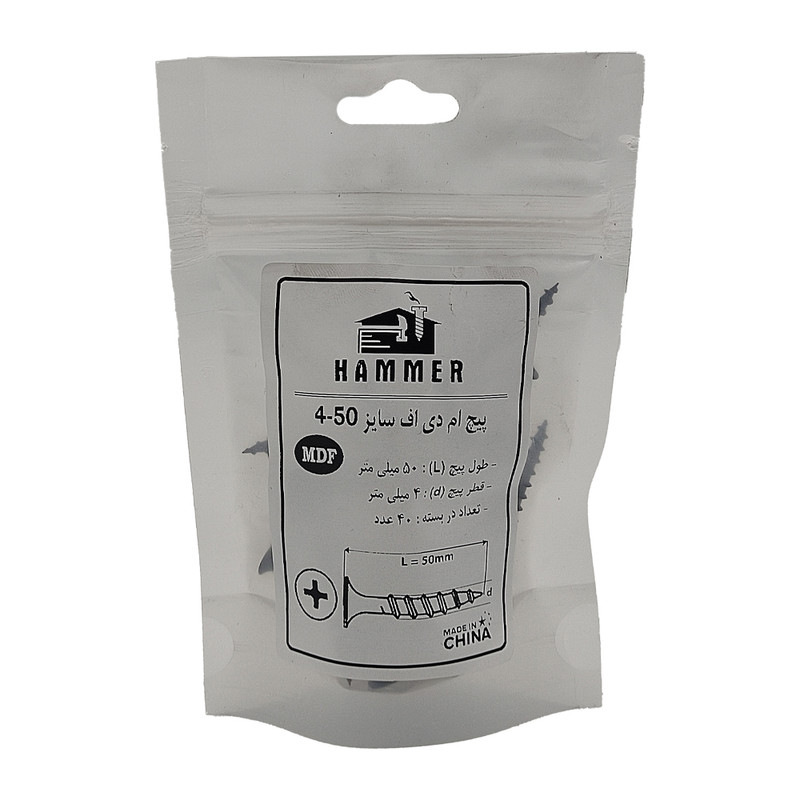 پیچ ام دی اف هامر مدل 4x50mm بسته 40 عددی