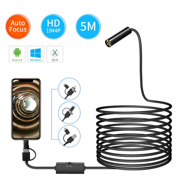 دوربین شلنگی مدل اتوفوکوس منعطف فلزی 10M 5MP 360