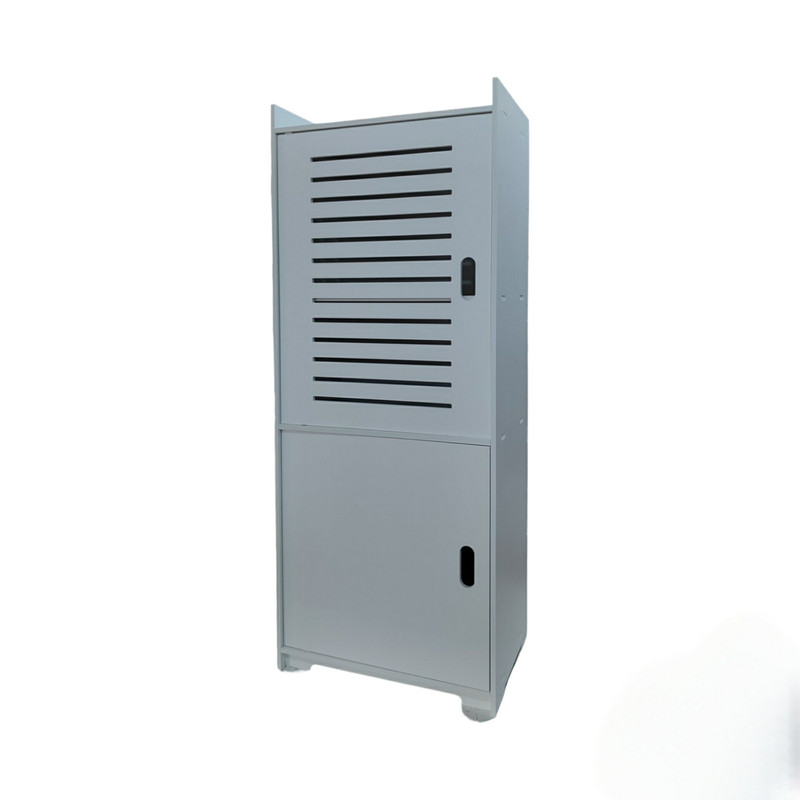 استند و قفسه نگهدارنده حمام مدل st2d100، دو درب PVC، ضدآب و قابل شستشو، قطعات پازلی مونتاژ، ابعاد 40×27×100 سانتی‌متر، وزن 5000 گرم
