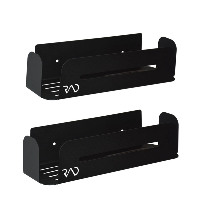 استند حمام و شلف راد B104 فلزی با پوشش الکترواستاتیک، مجموعه 2 عددی، قابل نصب روی دیوار و زمین، ابعاد 32×10×8 سانتی‌متر، وزن 600 گرم