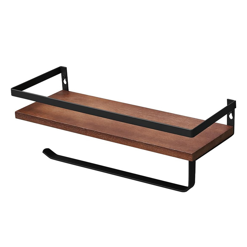 شلف دیواری حمام wood-steel، ورق PVC ضدآب طرح چوب، ضدضربه و ضدخش، نصب با پیچ، همراه 4 عدد قلاب S، ابعاد 83x14x14 سانتی‌متر، وزن 400 گرم