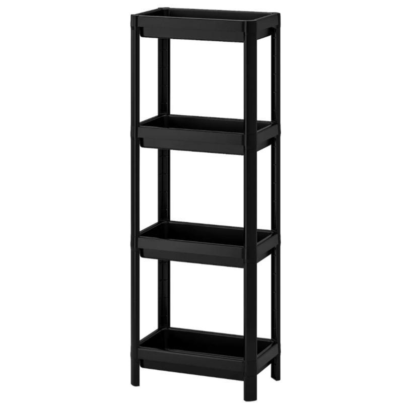طبقه حمام ایکیا مدل 403.078.66، جنس پلاستیک، قابلیت اتصال به دیوار، ابعاد 23×36×100 سانتی‌متر، وزن 1900 گرم