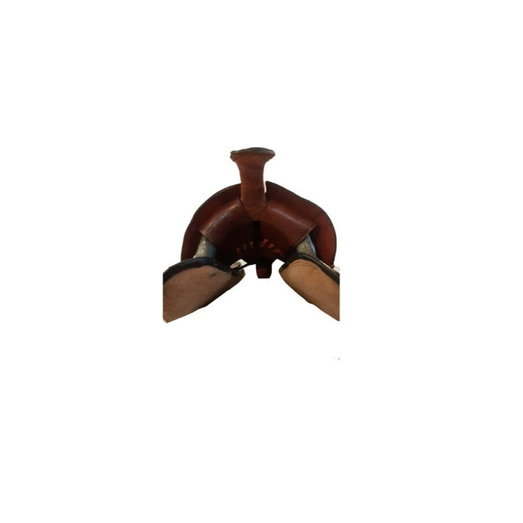 زین اسب چرمی با رکاب، تنگ، زیر دمی و سینهبند، ابعاد 60×40×40 سانتیمتر و وزن 4350 گرم