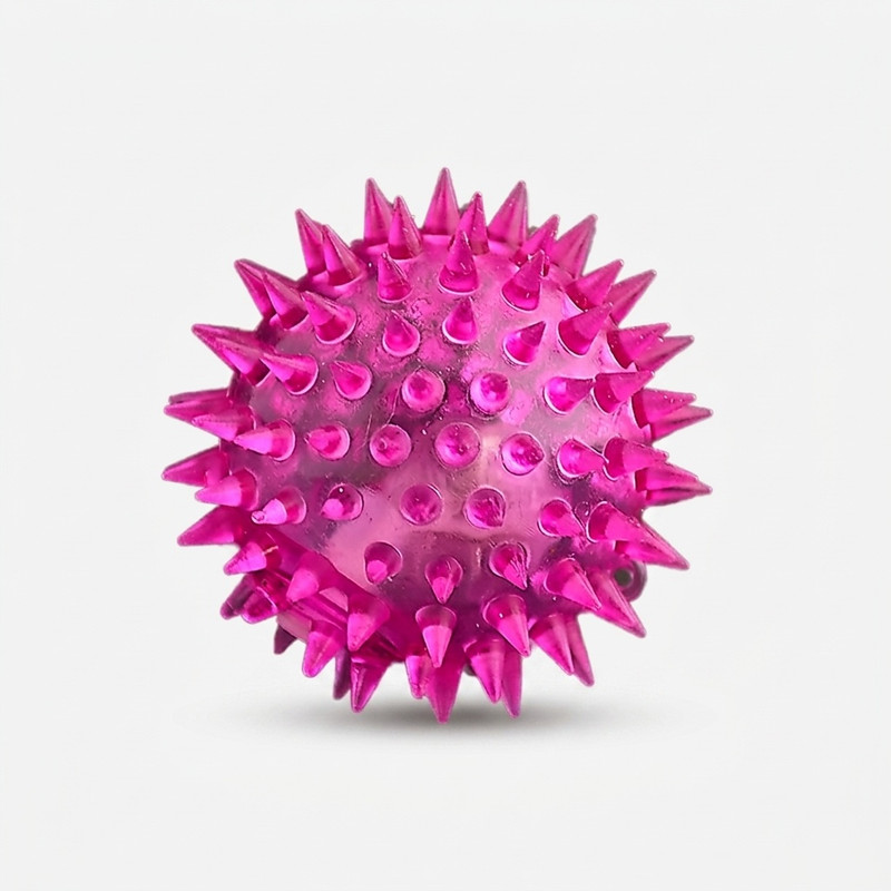 اسباب بازی توپ خاردار لاتکسی سگ مدل Latex Dog Ball با جنس پلاستیک نرم ژلاتینی، دارای سوت فشاری و مناسب بازی‌های پرتابی و شکارچی