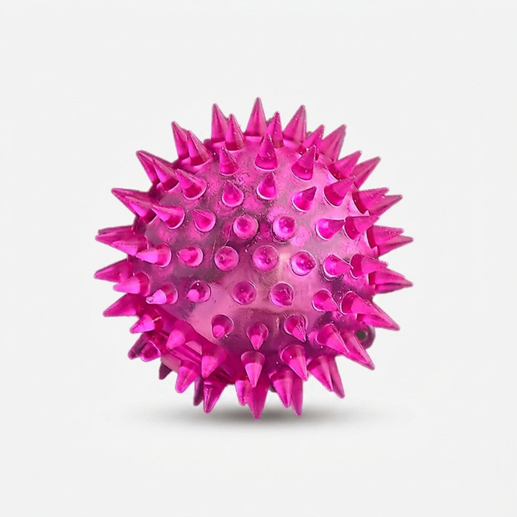 اسباب بازی توپ خاردار لاتکسی سگ مدل Latex Dog Ball با جنس پلاستیک نرم ژلاتینی، دارای سوت فشاری و مناسب بازیهای پرتابی و شکارچی