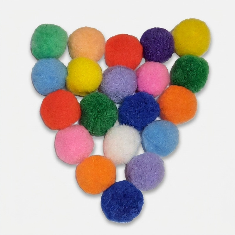 اسباب بازی پولیشی گربه مدل pom pom بسته 20 عددی با ابعاد 2x2x2 سانتی‌متر و وزن سبک برای سرگرمی و تحریک بازی حیوانات خانگی