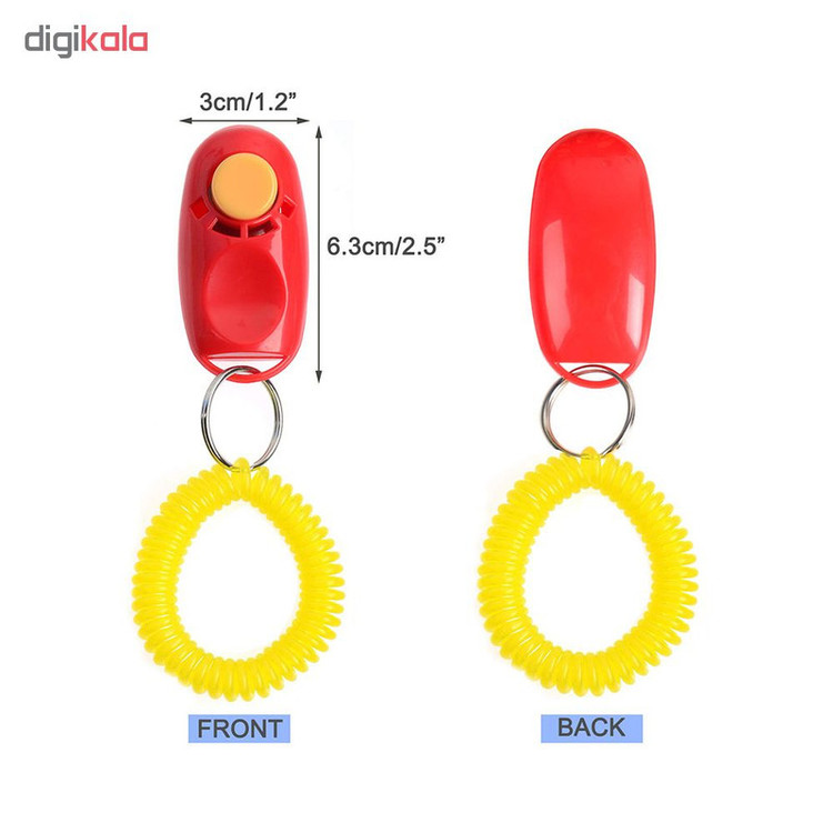 کلیکر آموزشی سگ مدل i-Click R با حلقه فنری اتصال به مچ و قابلیت نصب روی جا کلیدی، ابعاد 6.3x3 سانتیمتر و وزن 30 گرم