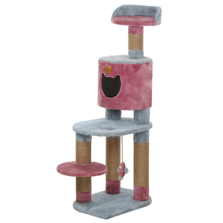 اسکرچر گربه مدل RK-2020 با ابعاد 60x40x130 سانتیمتر، ساختهشده از MDF و پارچه مرغوب، دارای کنف وارداتی درجه یک، مناسب برای همه گربهها