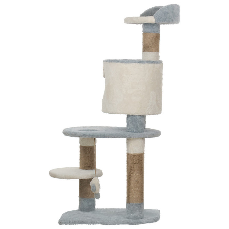 اسکرچر گربه مدل RK-2020 با ابعاد 60x40x130 سانتیمتر، ساختهشده از MDF و پارچه مرغوب، دارای کنف وارداتی درجه یک، مناسب برای همه گربهها