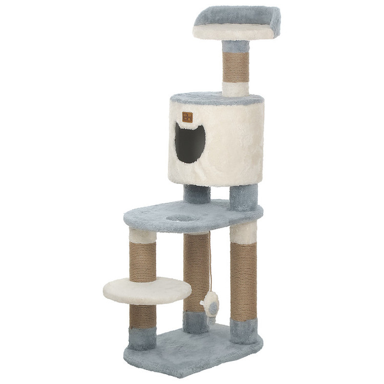 اسکرچر گربه مدل RK-2020 با ابعاد 60x40x130 سانتیمتر، ساختهشده از MDF و پارچه مرغوب، دارای کنف وارداتی درجه یک، مناسب برای همه گربهها
