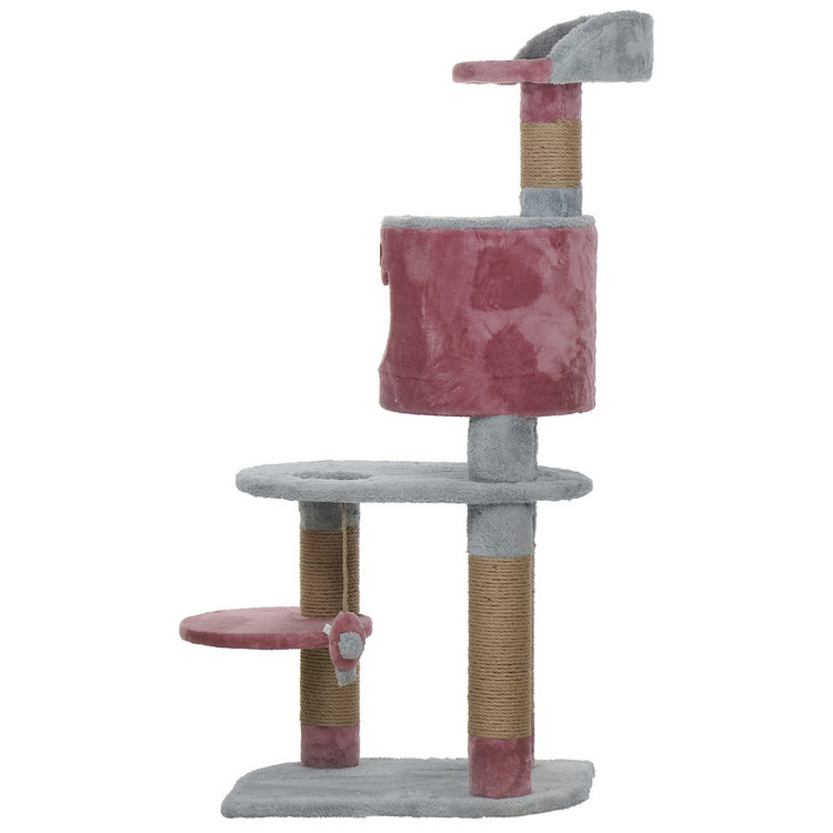 اسکرچر گربه مدل RK-2020 با ابعاد 60x40x130 سانتیمتر، ساختهشده از MDF و پارچه مرغوب، دارای کنف وارداتی درجه یک، مناسب برای همه گربهها
