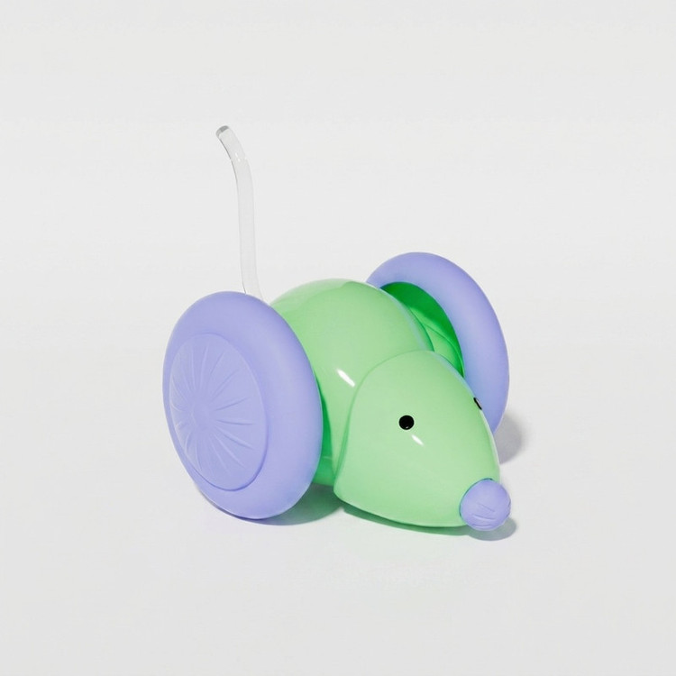 اسباب بازی هوشمند موش برای سگ و گربه با باتری داخلی قابل شارژ 220mAh، درگاه شارژ Type-C سریع، مسیریابی تصادفی، چرخهای بزرگ با روکش سیلیکونی ضدلغزش، عملکرد پشت و رو و دم فیبر نوری نورانی مدل 666-88
