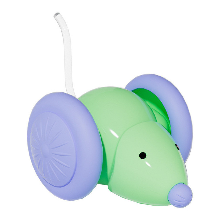 اسباب بازی هوشمند موش برای سگ و گربه با باتری داخلی قابل شارژ 220mAh، درگاه شارژ Type-C سریع، مسیریابی تصادفی، چرخهای بزرگ با روکش سیلیکونی ضدلغزش، عملکرد پشت و رو و دم فیبر نوری نورانی مدل 666-88