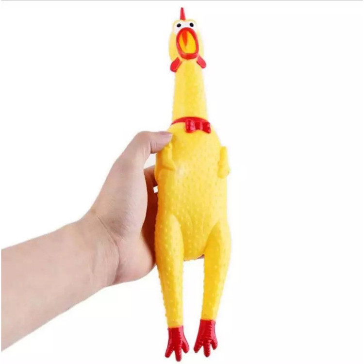اسباب بازی سگ و گربه مدل مرغ نالان 31 سانتیمتر از لاستیک مقاوم با صدای ناله طبیعی و مناسب بازی حیوانات خانگی