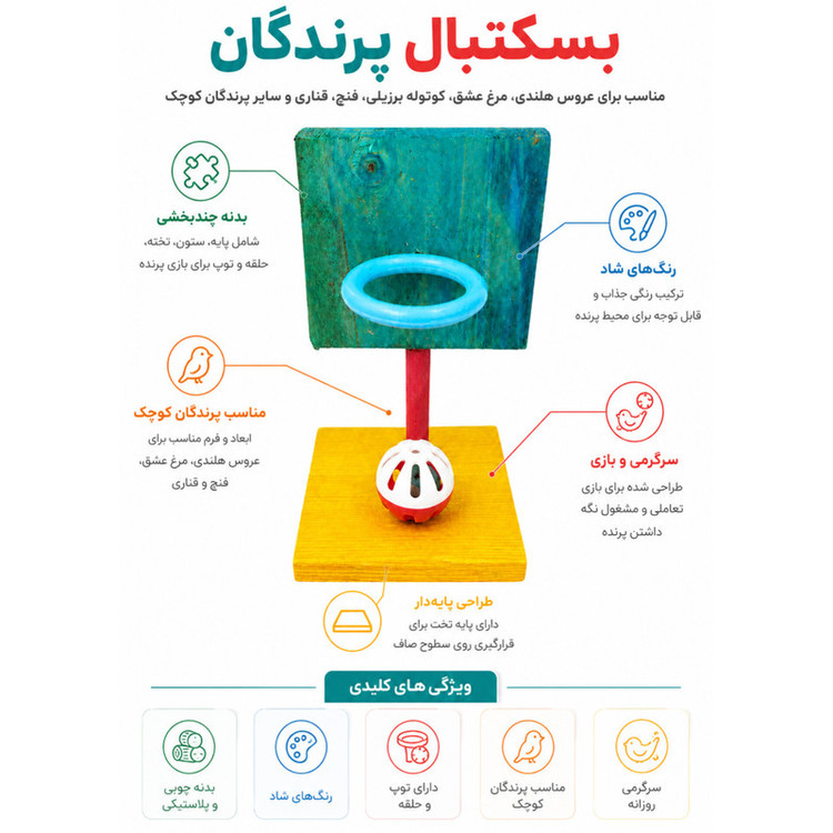 اسباب بازی پرندگان مدل بسکتبال پرندگان پایهدار کد ZY-183